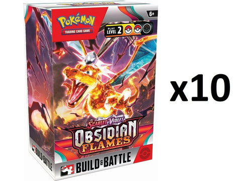 Pokémon TCG Scarlet & Violet Obsidian Flames Build & Battle Box - Display of 10 Boxes