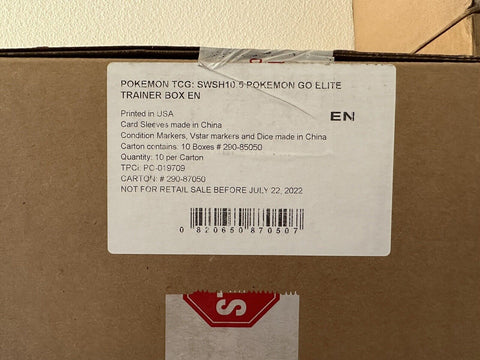 Pokémon TCG GO Elite Trainer Box ETB - Case of 10